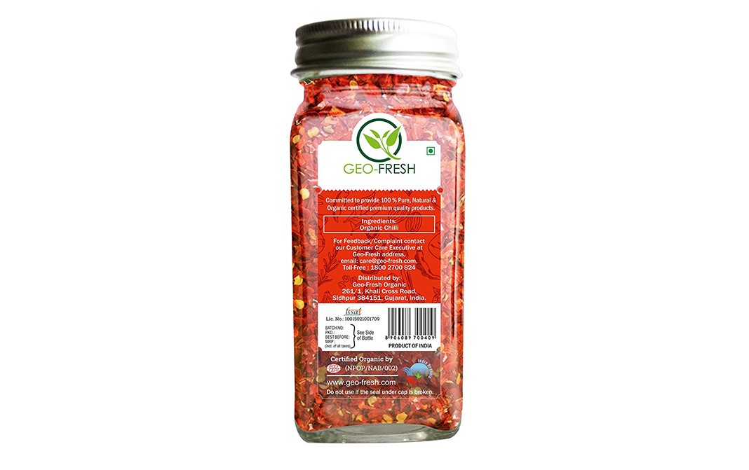 Geo-Fresh Organic Chilli Flakes Bottle 40 grams - GoToChef