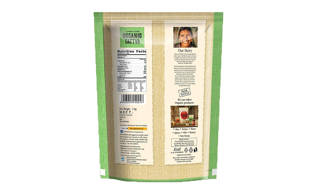 Organic Tattva Whole Wheat Flour (Chakki Atta) Pack 1 kilogram ...