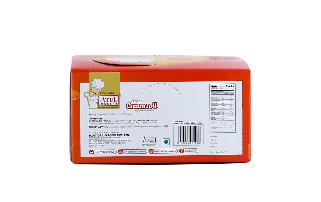 Atul Bakery Orange Cream Roll Box 12 pcs - Reviews | Nutrition ...