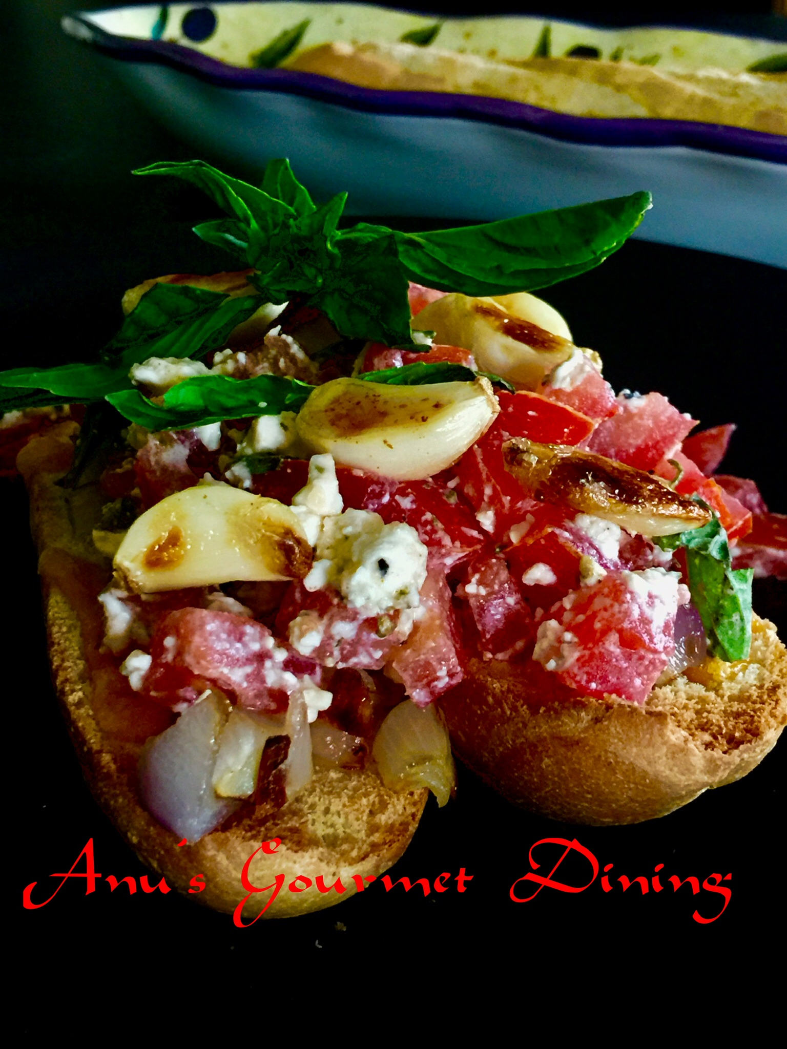 Bruschetta with Tomatoes, Roasted Garlic & Shallots Recipe Bruschetta with Tomatoes, Roasted Garlic & Shallots Recipe
