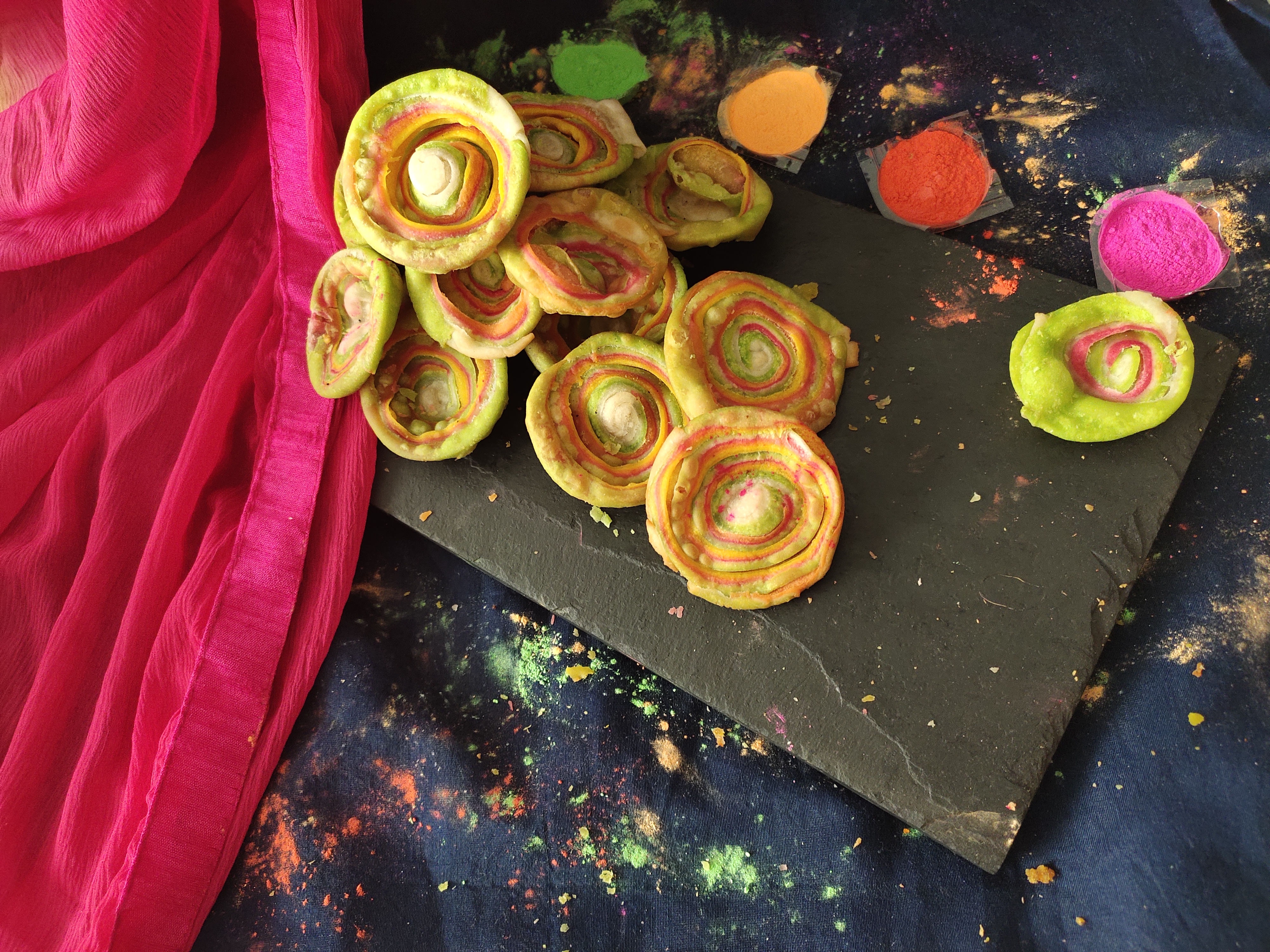 Rainbow Mathri Recipe Rainbow Mathri Recipe