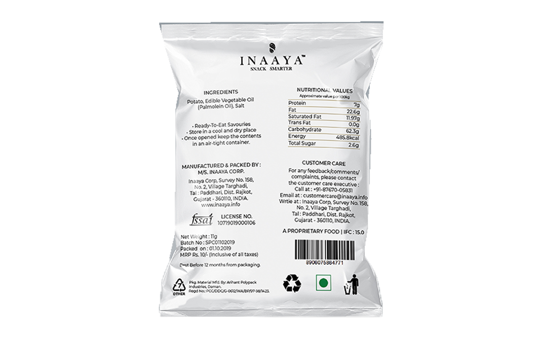 Fat Inaaya Inaaya Snack Smarter Pack 11 grams - GoToChef