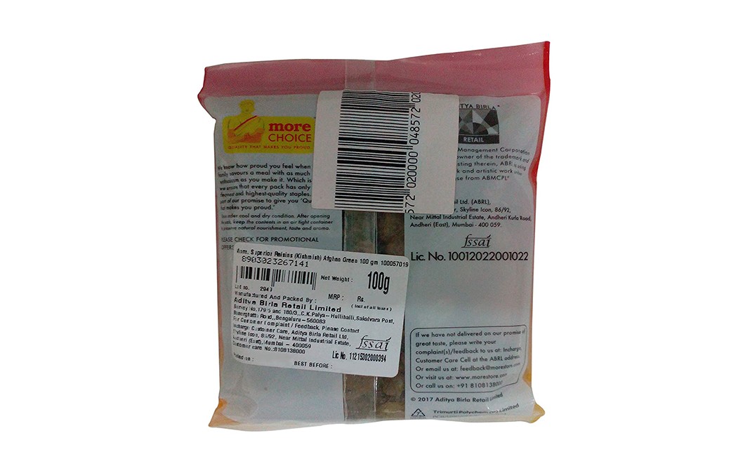 More Choice Superior Raisins (Kishmish) Afghan Green Pack 100 grams ...