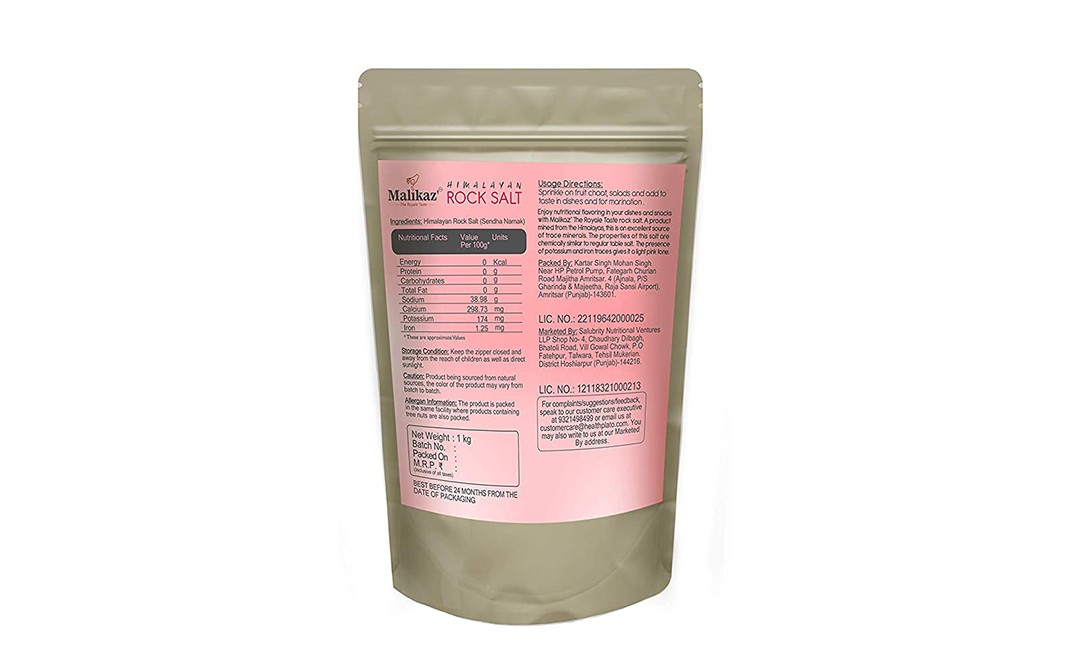 Rock Salt In Pack Malikaz' Himalayan Rock Salt Pack 1 kilogram - GoToChef