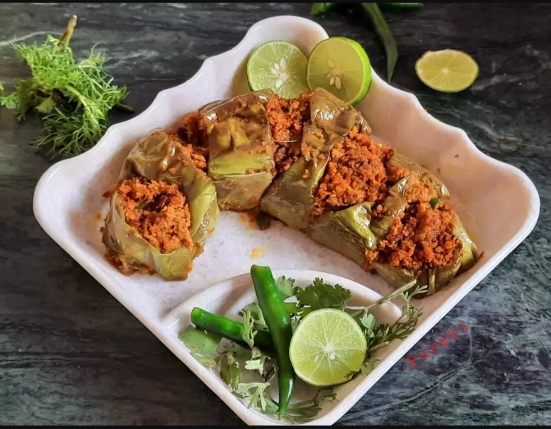 Soya keema stuffed begun bhaja recipe Soya keema stuffed begun bhaja recipe