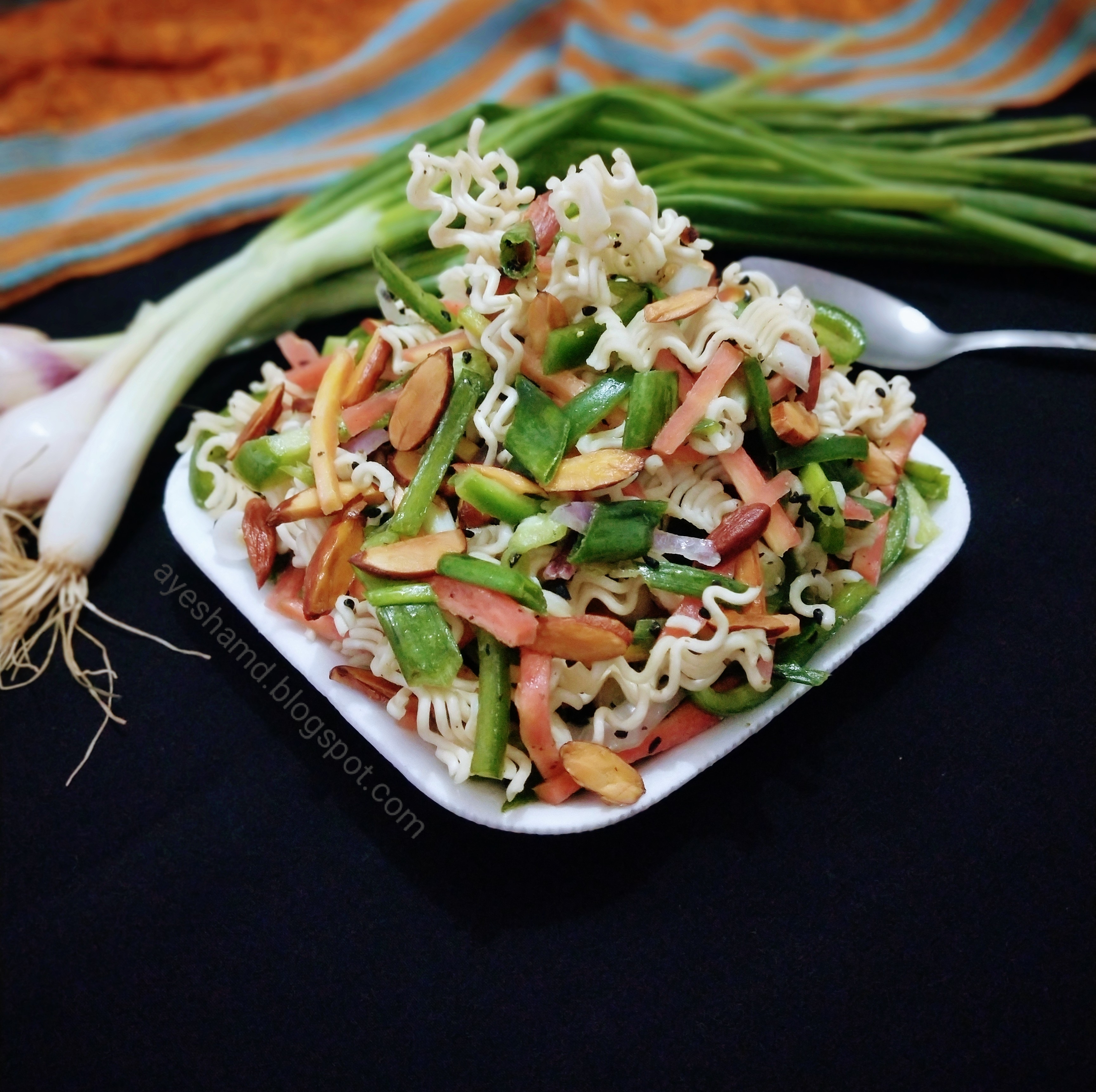 Crunchy Maggi Almond and Veg Salad Recipe Crunchy Maggi Almond and Veg Salad Recipe