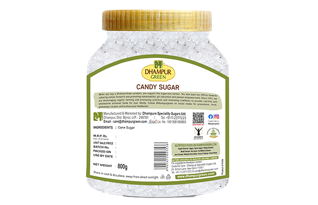 Dhampur Green Candy Sugar Mishri Rock Sugar   Plastic Jar   