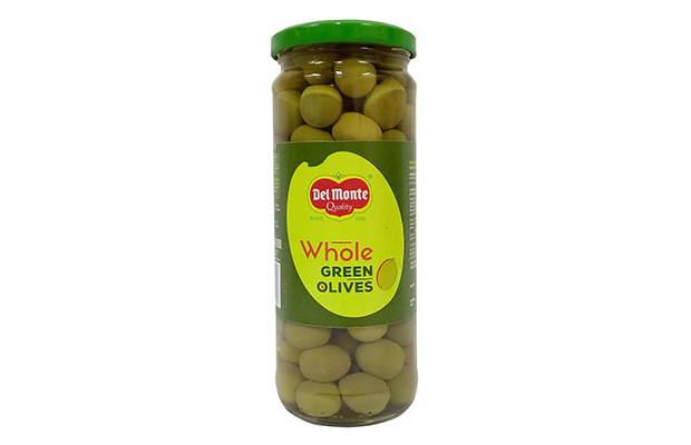 Del Monte Whole Green Olives    Glass Jar   
