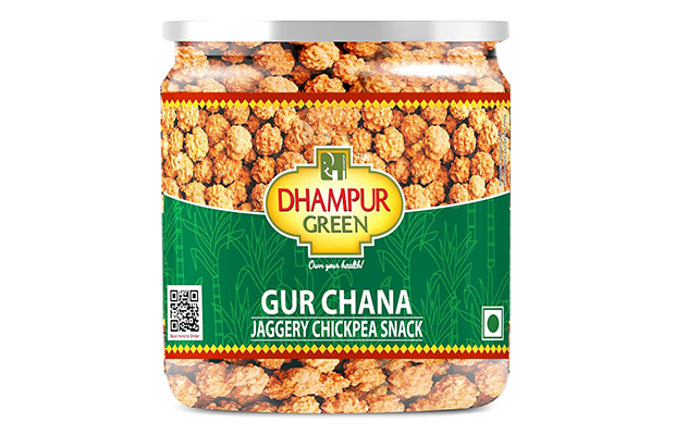Dhampur Green Gur Chana Jaggery Chickpea Snack   Plastic Jar   