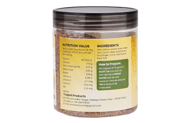 Amrita Naturals Giloy Herbals Tea With Jaggery    Plastic Jar   