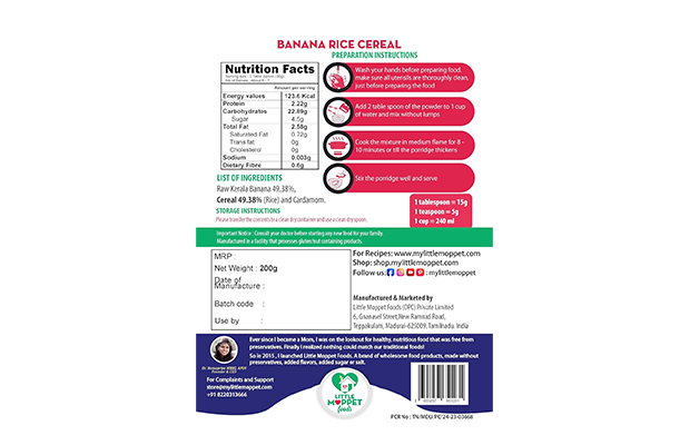 Little Moppet Foods Banana Rice Cereal    Pack   