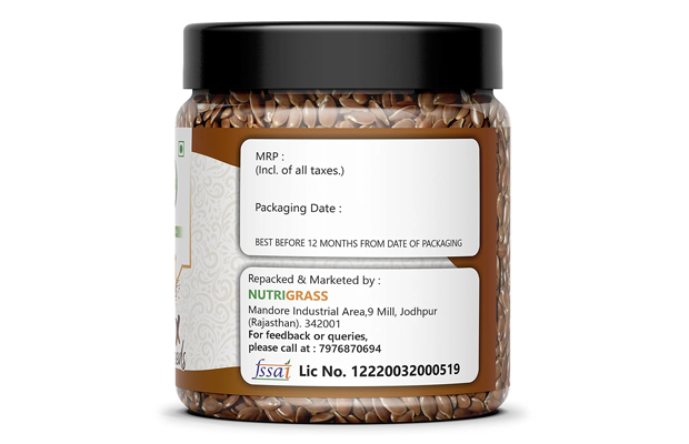 Nutrigrass Flax Seeds    Plastic Jar   