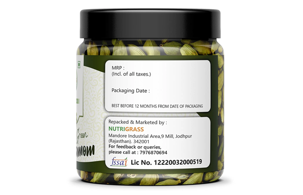 Nutrigrass Green Cardamom    Plastic Jar   