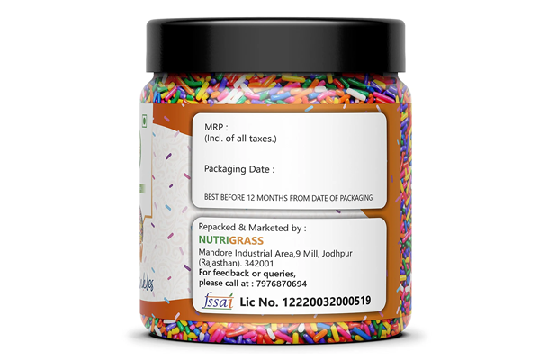 Nutrigrass Rainbow Sprinkles    Plastic Jar   