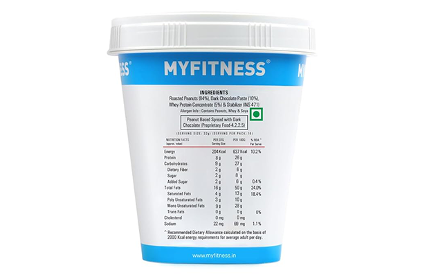 Myfitness Dark Chocolate Peanut Butter With Added Whey   Jar   