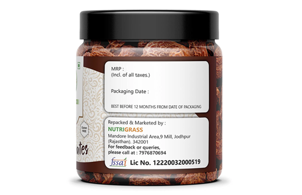 Nutrigrass Dried Black Dates    Bottle   