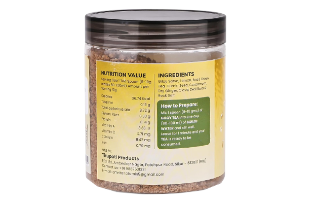 Amrita Naturals Giloy Herbal Tea With Jaggery    Plastic Jar   