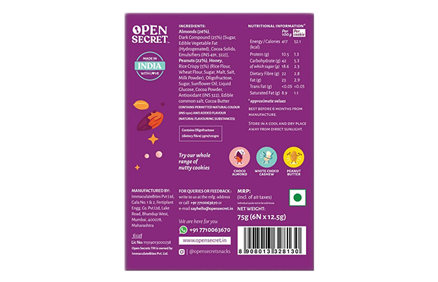 Open Secret Choco Almond Nutty Cookies    Box   