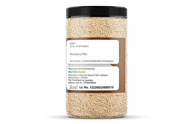 Nutrigrass White Sesame Seeds    Plastic Jar   