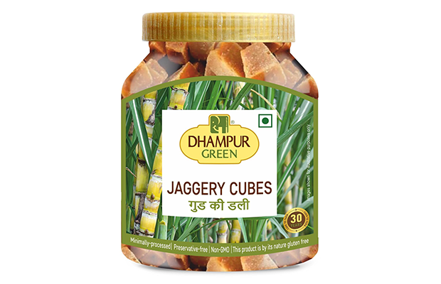 Dhampur Green Jaggery Cubes   Plastic Jar   