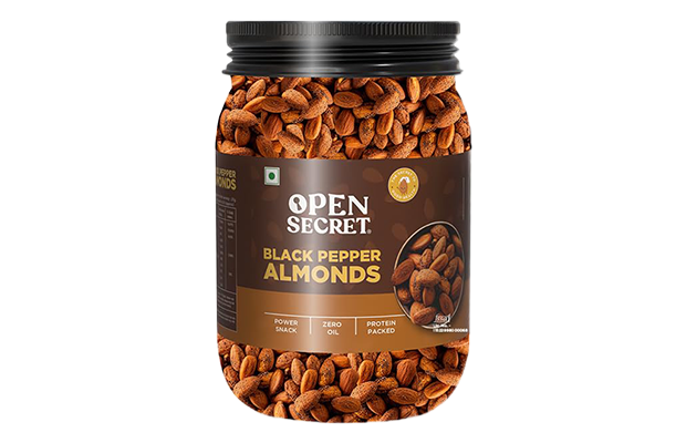 Open Secret Black Pepper Almonds   Glass Jar   