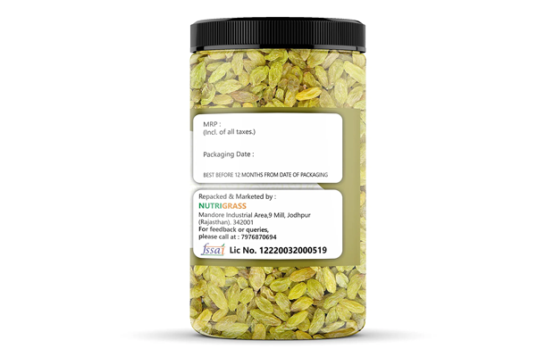 Nutrigrass Green Raisins    Plastic Jar   