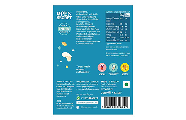 Open Secret White Choco Cashew Nutty Cookies    Box   