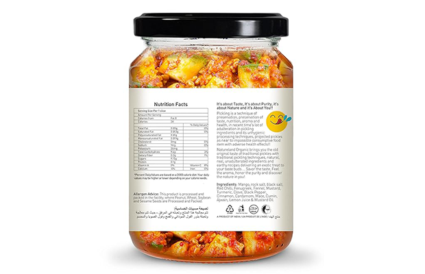 Natureland Organics Mango Pickle    Glass Jar   
