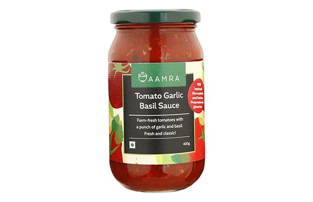 Aamra Tomato Garlic Basil Sauce   Glass Jar   