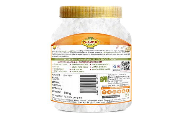 Dhampur Green Bura Sugar    Plastic Jar   