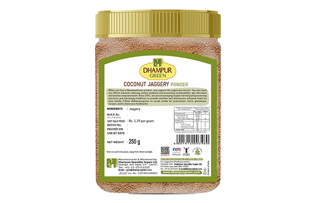 Dhampur Green Coconut Jaggery Powder    Plastic Jar   