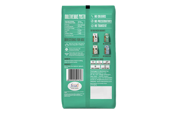 Chef Urbano Multiveggie Pasta Gluten Free    Pack   