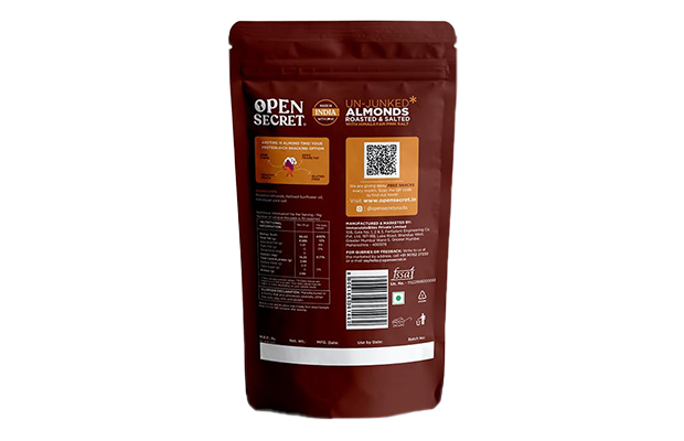 Open Secret Almonds Roasted & Salted With Himalayan Pink Salt   Pack   