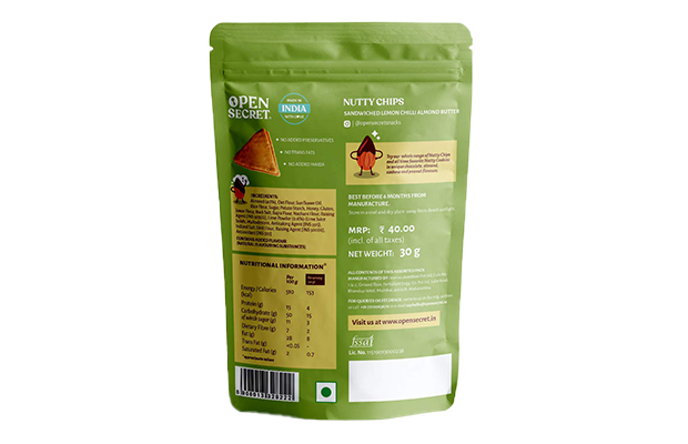 Open Secret Nutty Chips Lemon Chilli Almond Butter   Pack   