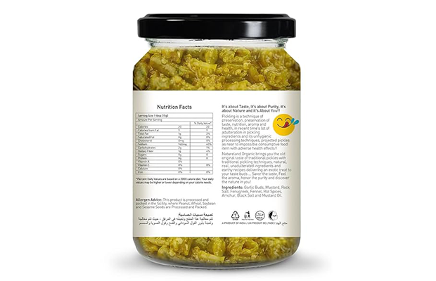 Natureland Organics Green Chilli Pickle    Glass Jar   