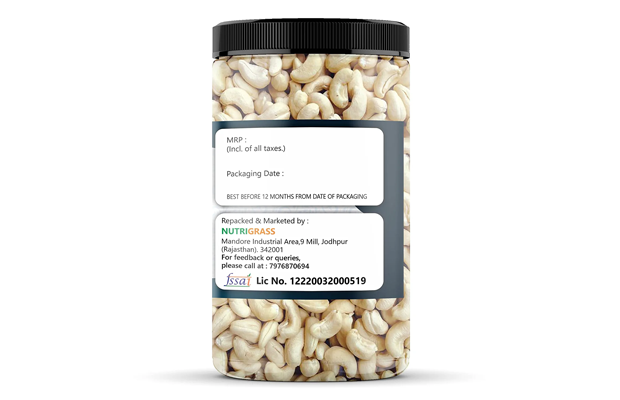Nutrigrass Cashew Nuts    Plastic Jar   