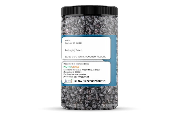 Nutrigrass Black Raisins    Plastic Jar   
