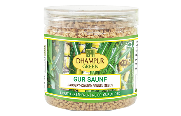 Dhampur Green Gur Saunf Jaggery Coated Fennel Seeds  Plastic Jar   