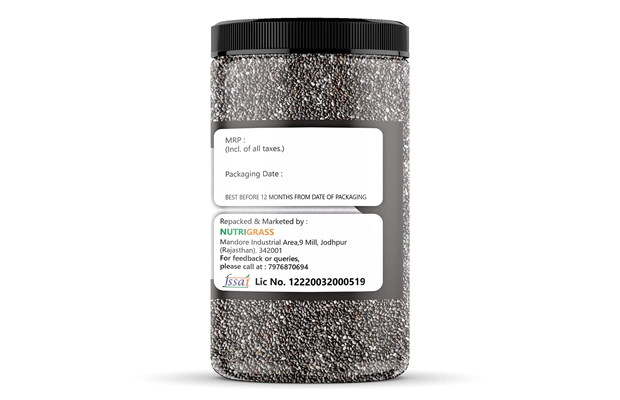Nutrigrass Chia Seeds    Plastic Jar   
