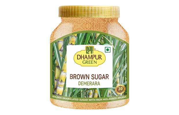 Dhampur Green Brown Sugar Demerara   Plastic Jar   